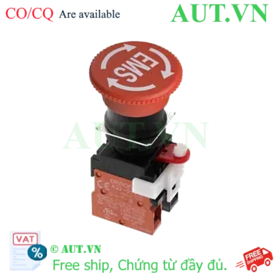 Ảnh của Nút Dừng Khẩn Cấp Omron A22E-M-01-EMS - Đầu Nấm 40mm, Tiếp Điểm 1NC, Chống Nước IP65 Chính Hãng AUT VN