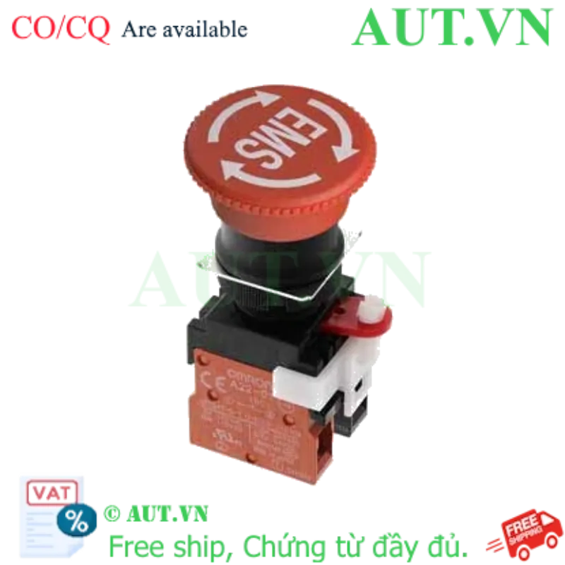 Ảnh của Nút Dừng Khẩn Cấp Omron A22E-M-01-EMS - Đầu Nấm 40mm, 1NC, IP65 Chính Hãng AUT VN