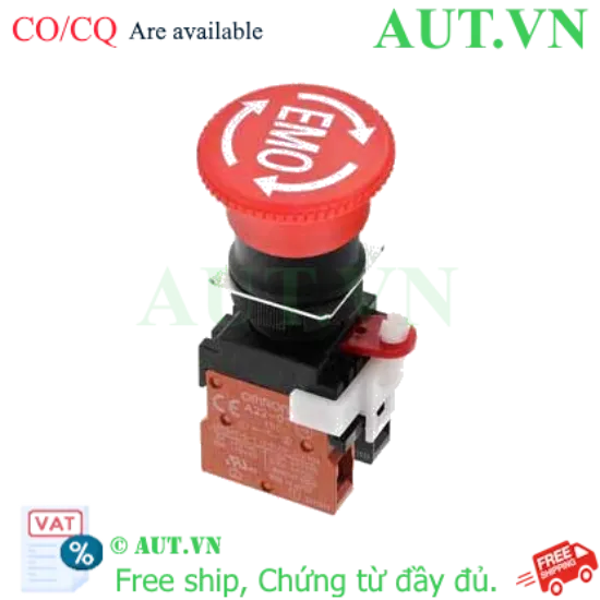 Ảnh của Nút Dừng Khẩn Cấp Omron A22E-M-01-EMO | Chống Nước IP65, Tiếp Điểm 1NC, Đầu Nấm 40mm Chính Hãng AUT VN
