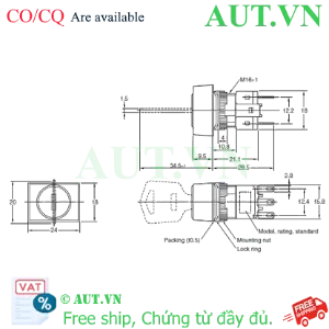 Ảnh của Công tắc nút nhấn Omron A165K-J2AL-2
