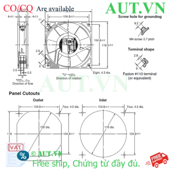 Ảnh của Quạt Thông Gió Omron R87F-A1A13HP - 100VAC, 120x120mm, Vòng Bi Siêu Bền, Tản Nhiệt Hiệu Suất Cao