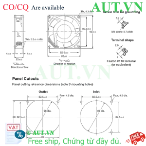 Ảnh của Quạt Thông Gió Omron R87F-A1A93HP | 100VAC, 92x92mm, Vòng Bi Siêu Bền
