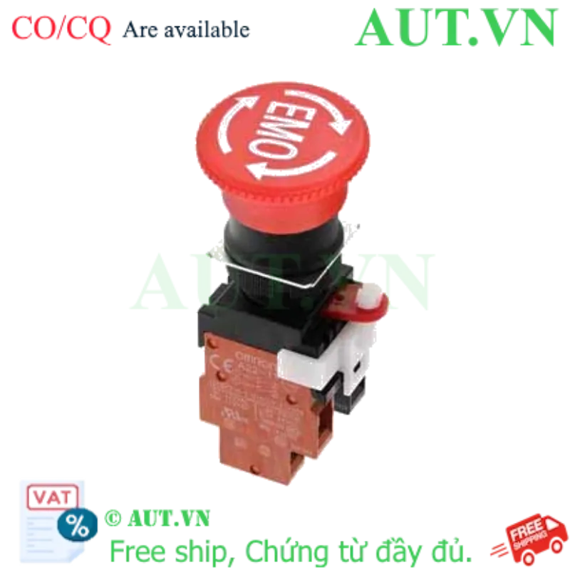 Ảnh của Nút Dừng Khẩn Cấp Omron A22E-M-11-EMO - Đầu Nấm Đỏ, 1NO+1NC, Xoay Reset