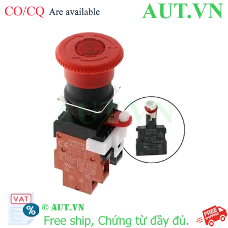 Ảnh của Nút Dừng Khẩn Cấp Omron A22EL-M-T2-02 | Đầu Nấm 40mm, 2NC, Đèn LED