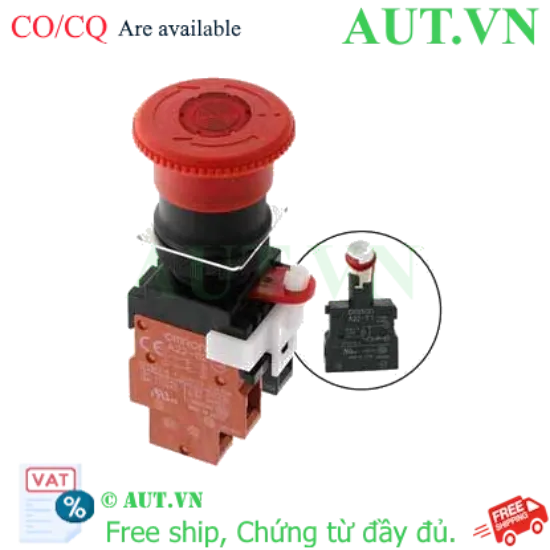 Ảnh của Nút Nhấn Dừng Khẩn Cấp Omron A22EL-M-T1-02 | Đầu Nấm 40mm, LED 100VAC, 2NC