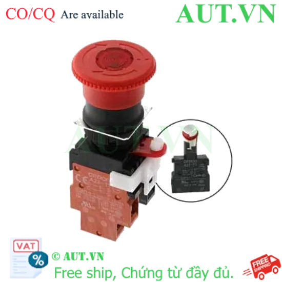 Ảnh của Nút Dừng Khẩn Cấp Omron A22EL-M-T1-11 | LED 100VAC, 1NO+1NC, Chống Nước IP65 - AUT VN