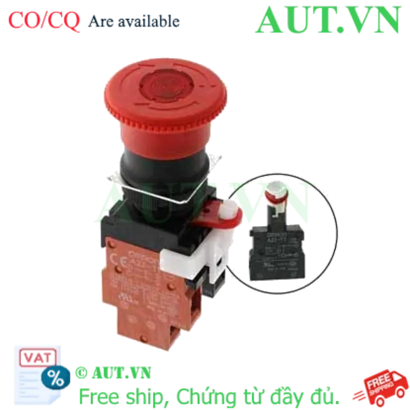 Ảnh của Nút Dừng Khẩn Cấp Omron A22EL-M-T1-11 | Đèn LED 100VAC, 1NO+1NC, IP65 - AUT VN