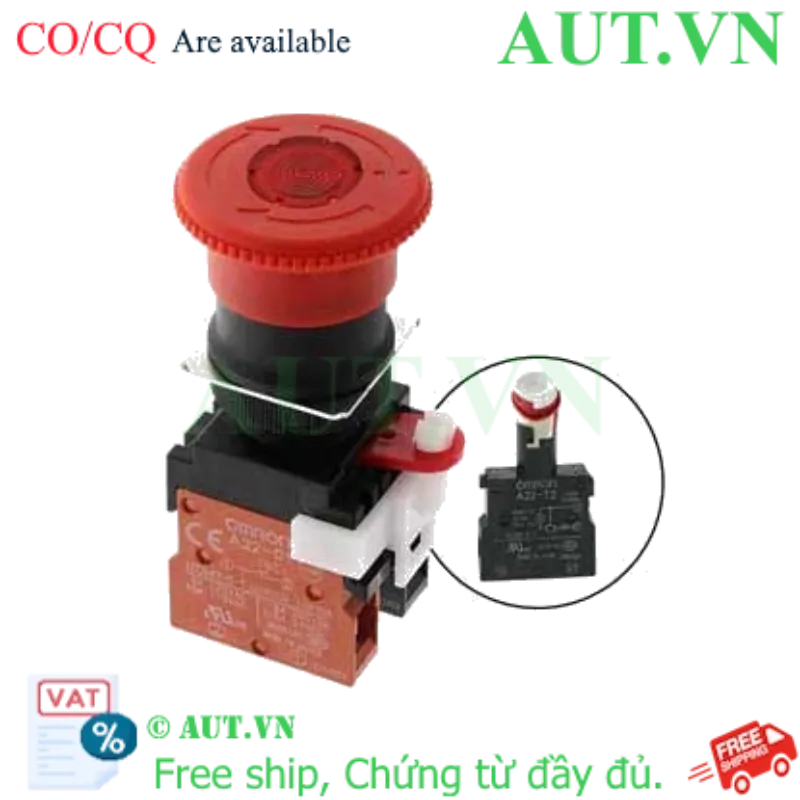 Ảnh của Nút Dừng Khẩn Cấp Omron A22EL-M-T2-01 | Đèn LED 200VAC, 1NC, IP65