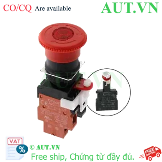 Ảnh của Nút Nhấn Dừng Khẩn Cấp Omron A22EL-M-T2-11 | Có Đèn 200VAC, Phi 22/25, 1NO+1NC - Chính Hãng AUT VN
