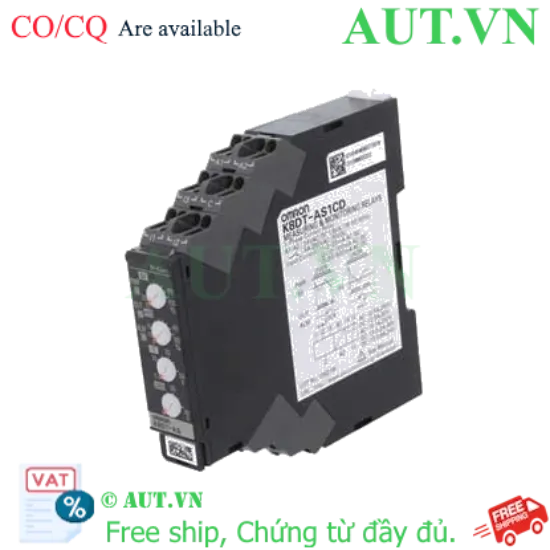 Ảnh của Rơ le giám sát dòng Omron K8DT-AS1CD: Bảo vệ Quá dòng & Sụt dòng, Nguồn 24V AC/DC, Chuẩn DIN Rail