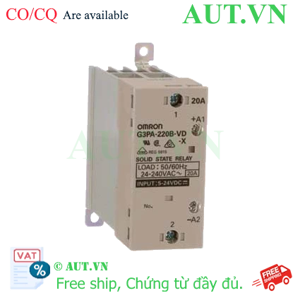 Ảnh của Relay Bán Dẫn Omron G3PA-220B-VD-X: 3 Pha, 20A, Tích Hợp Tản Nhiệt, Chuẩn DIN Rail
