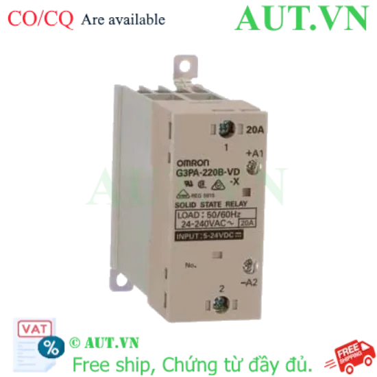 Ảnh của Relay Bán Dẫn Omron G3PA-220B-VD-X: 3 Pha 20A, Tích Hợp Tản Nhiệt, Chuẩn DIN Rail