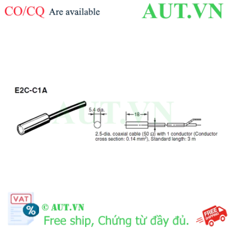 Ảnh của Cảm biến tiệm cận Omron E2C-C1A 3M - Siêu nhỏ 5.4mm, Chống dầu IP67, Độ chính xác cao