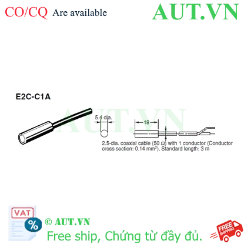 Ảnh của Cảm biến tiệm cận Omron E2C-C1A 5M | Siêu nhỏ 5.4mm, Chính xác 1mm, Chuẩn IP67