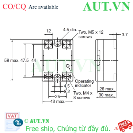 Ảnh của Relay Bán Dẫn Omron G3NA-240B-UTU DC5-24 | 40A, 24-240VAC, Zero-Cross | Chính Hãng AUT VN