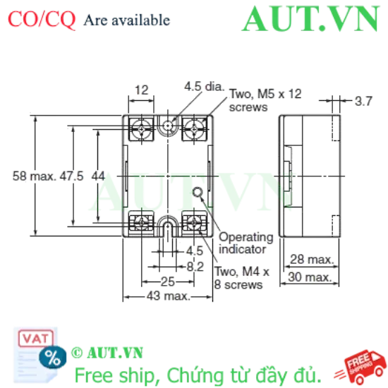 Ảnh của Relay Bán Dẫn Omron G3NA-240B-UTU DC5-24 | 40A, 24-240VAC, Zero-Cross | Chính Hãng AUT VN
