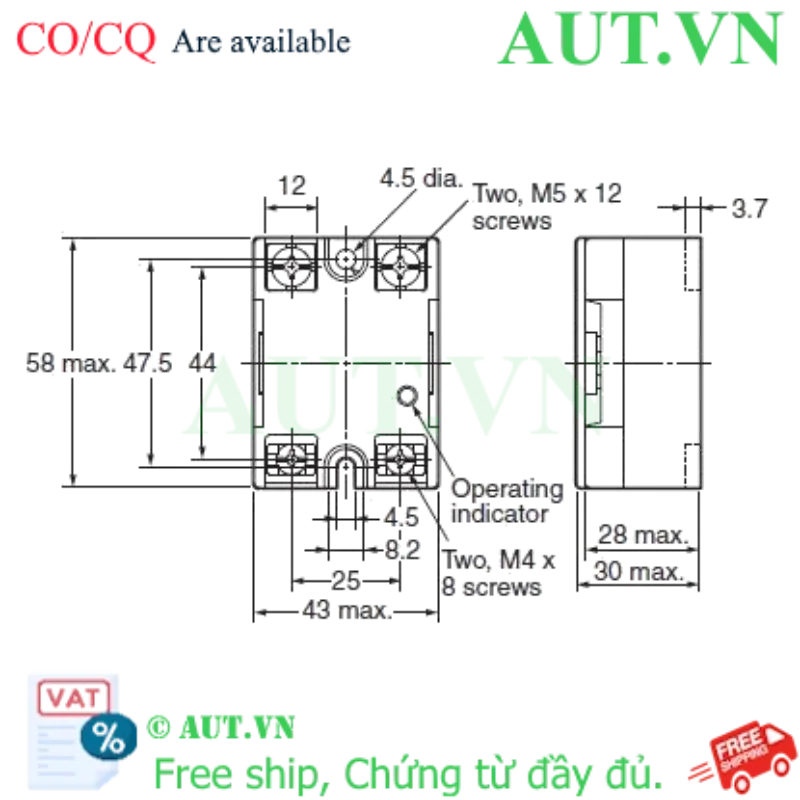 Ảnh của Relay Bán Dẫn Omron G3NA-240B-UTU 40A: 24-240VAC, Zero-Cross, Siêu Bền