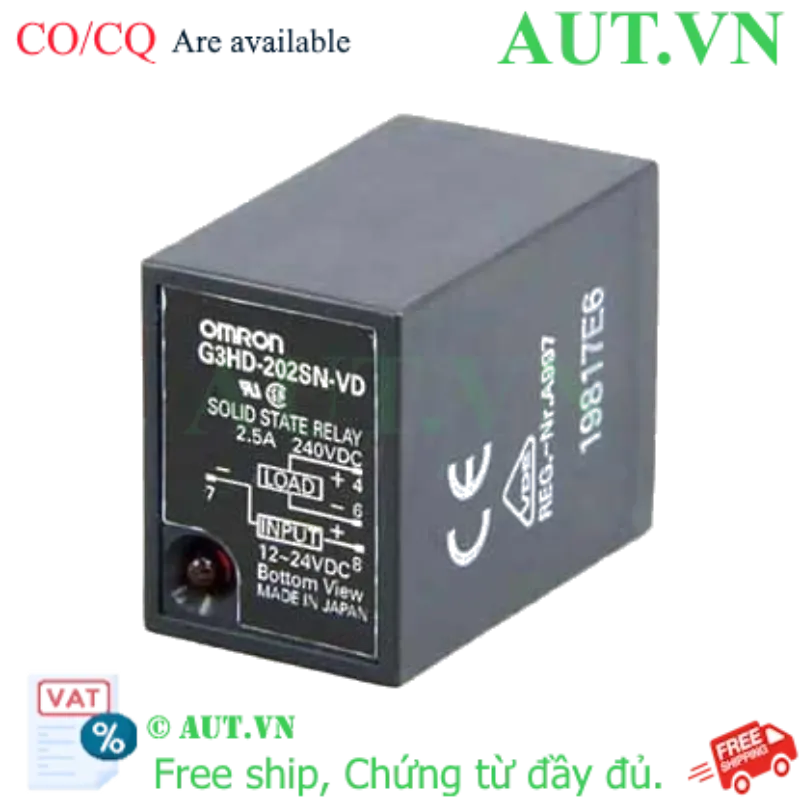 Ảnh của Relay bán dẫn Omron G3HD-202SN-VD DC12-24V - 2A, 240VDC, Zero-Cross