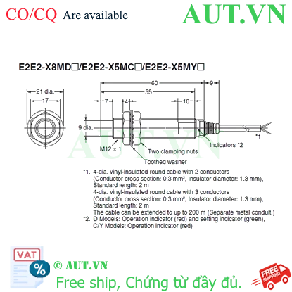 Ảnh của Cảm biến tiệm cận Omron E2E2-X5MY1 2M