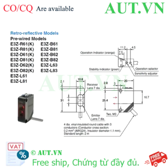 Ảnh của Cảm biến quang điện Omron E3Z-L63 2M