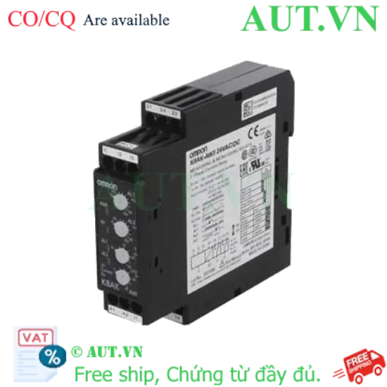 Ảnh của Rơ le Giám sát Dòng Omron K8AK-AW3 24VAC/DC - Bảo Vệ Quá Dòng & Sụt Dòng, Độ Chính Xác Cao, Lắp DIN Rail