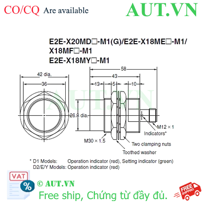 Ảnh của Cảm biến tiệm cận Omron E2E-X20MD1S-M1