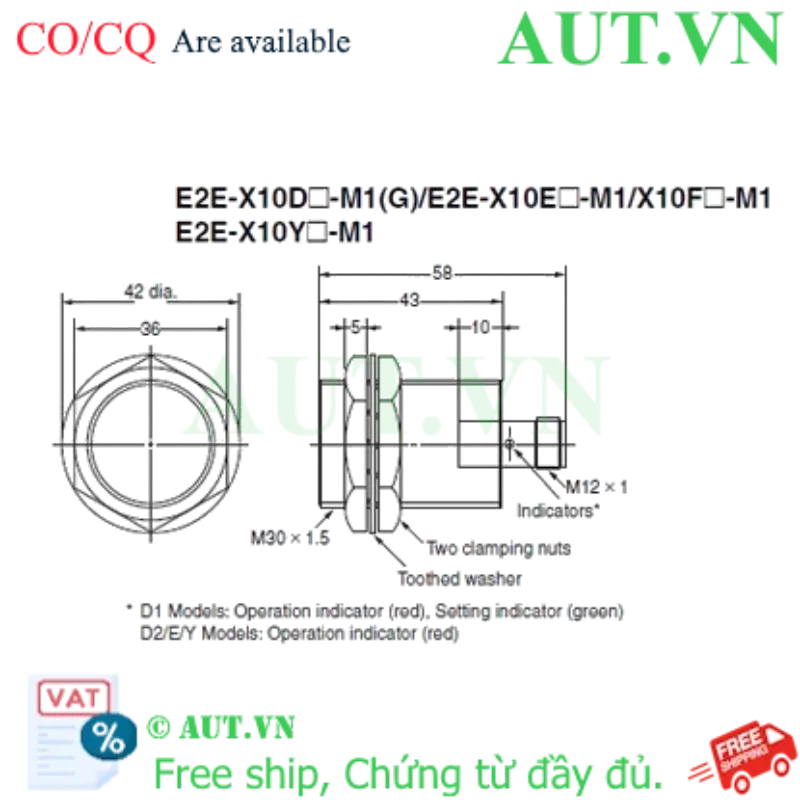 Ảnh của Cảm biến tiệm cận Omron E2E-X10D1S-M1