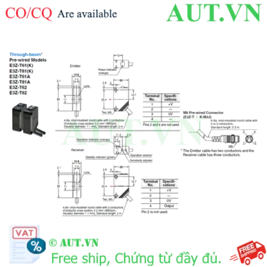 Ảnh của Cảm biến quang điện Omron E3Z-T61K-M3J 0.3M