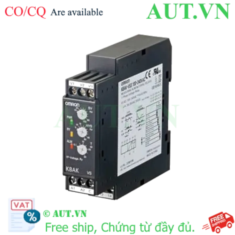 Ảnh của Rơ le bảo vệ điện áp Omron K8AK-VS2 (100-240VAC) - Chống Quá/Thấp Áp, Cài đặt linh hoạt, Slim Design