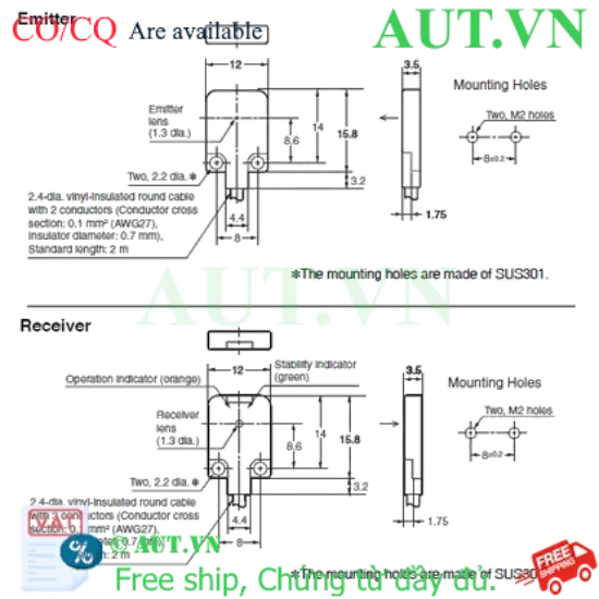 Ảnh của Cảm biến quang điện Omron E3T-FT24 5M