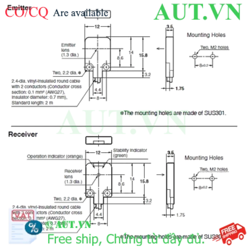 Ảnh của Cảm biến quang điện Omron E3T-FT24 5M