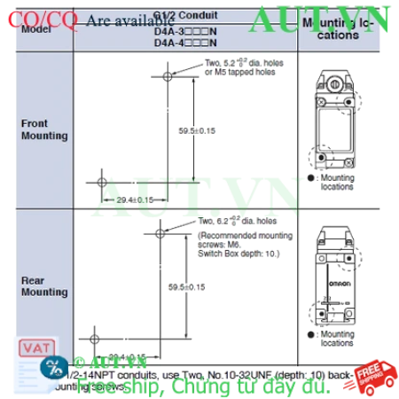 Ảnh của Công tắc hành trình Limit Switch Omron D4A-3109N