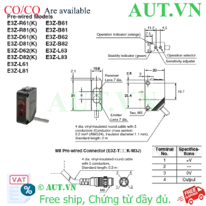 Ảnh của Cảm biến quang điện Omron E3Z-R81K-M3J 0.3M