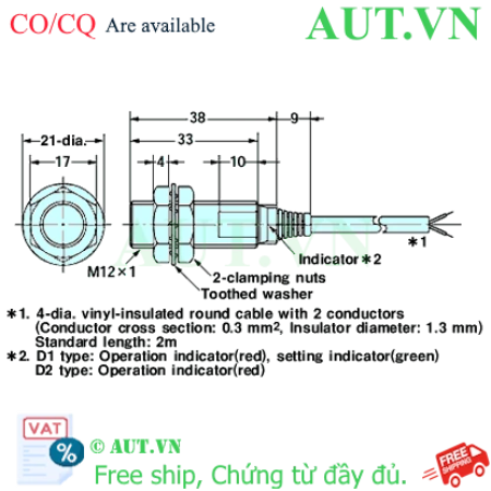 Ảnh của Cảm biến tiệm cận Omron E2EZ-X2D1-N 2M