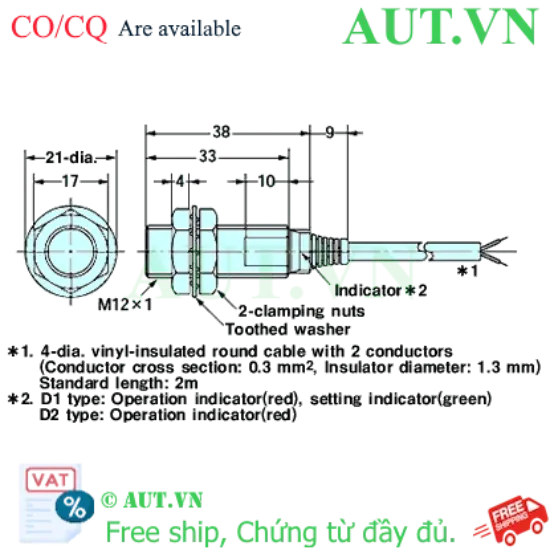 Ảnh của Cảm biến tiệm cận Omron E2EZ-X2D1-N 2M