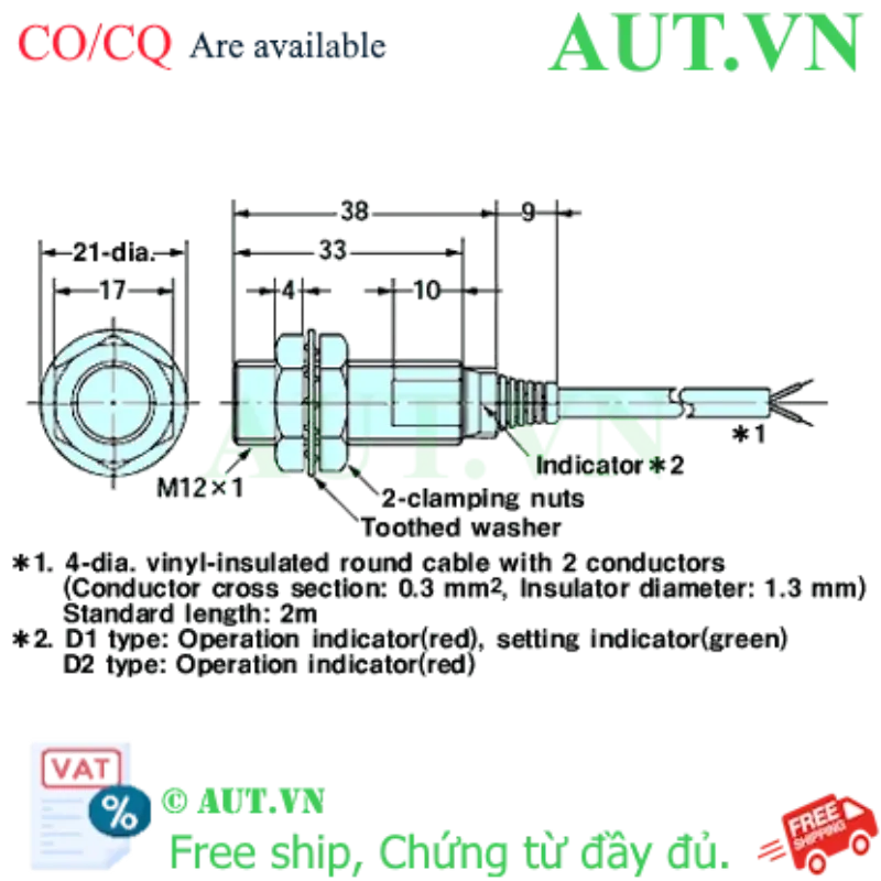 Ảnh của Cảm biến tiệm cận Omron E2EZ-X2D1-N 2M