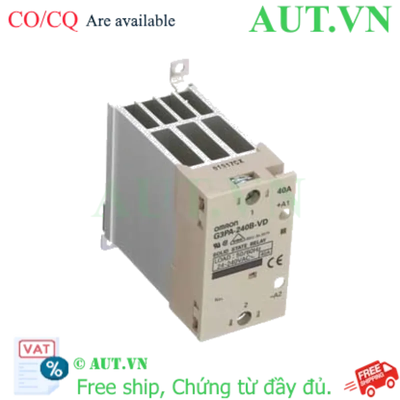 Ảnh của Relay Bán Dẫn Omron G3PA-240B-VD DC5-24 | 3 Pha, 40A, Tản Nhiệt Tích Hợp