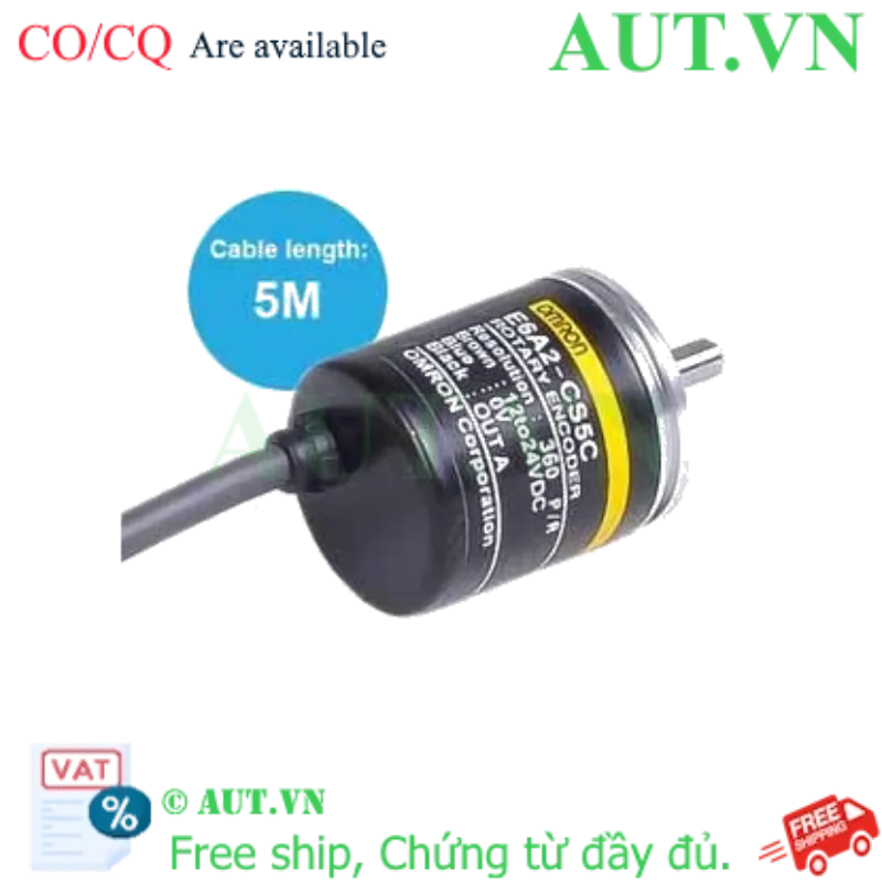 Ảnh của Encoder Omron E6A2-CS5C 360P/R | Ngõ Ra NPN, Trục 4mm, Cáp 5m | AUT VN