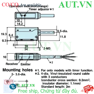 Ảnh của Cảm biến quang điện Omron E3S-LS3PT 2M