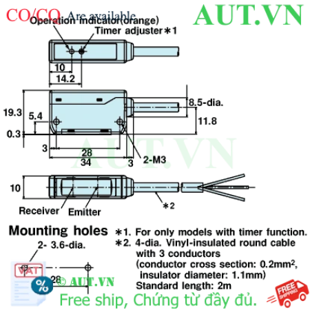 Ảnh của Cảm biến quang điện Omron E3S-LS3PT 2M