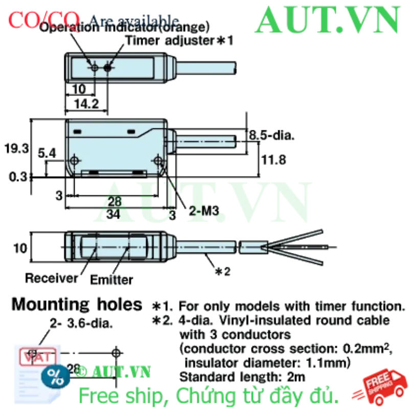 Ảnh của Cảm biến quang điện Omron E3S-LS3PT 2M
