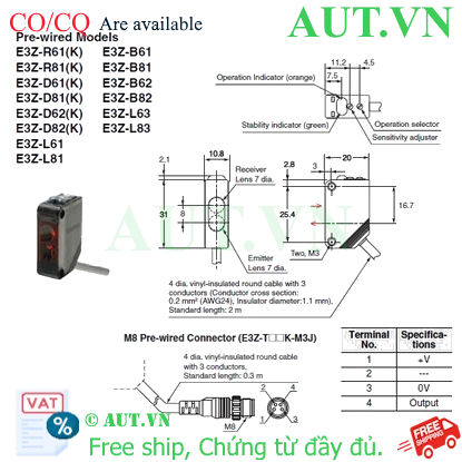 Ảnh của Cảm biến quang điện Omron E3Z-D61K-M3J 0.3M