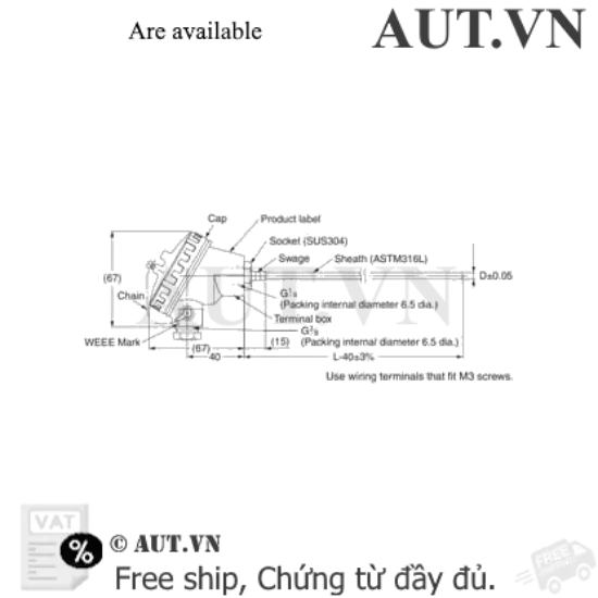 Ảnh của Cảm biến nhiệt độ Omron E52-CA20C-N D=4.8
