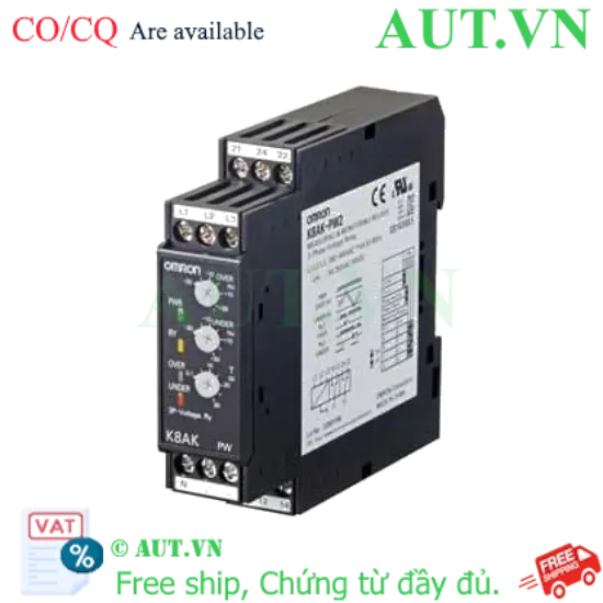 Ảnh của Rơ le bảo vệ điện áp 3 pha Omron K8AK-PW2 | Chống Quá Áp, Thấp Áp, Thiết Kế Slim 22.5mm | AUT VN