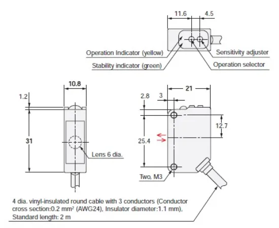 Ảnh của Cảm biến quang điện Omron E3ZM-B81T-C 2M