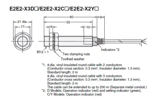 Ảnh của Cảm biến tiệm cận Omron E2E2-X2Y1 2M