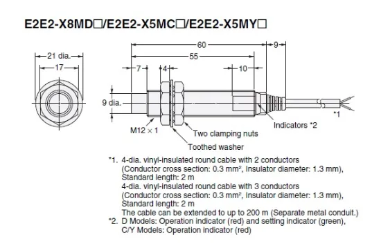 Ảnh của Cảm biến tiệm cận Omron E2E2-X5MY1 2M