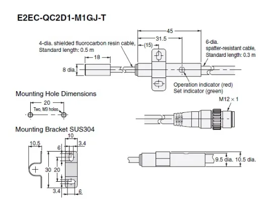 Ảnh của Cảm biến tiệm cận Omron E2EC-QC2D1-M1GJ-T 0.3M