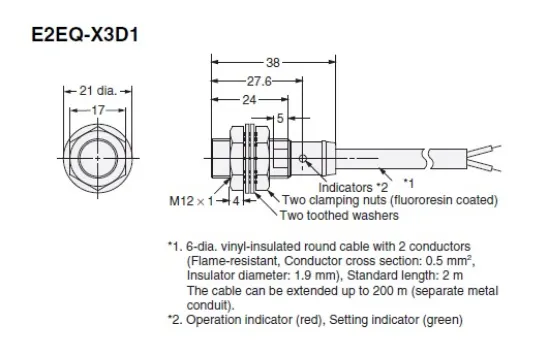 Ảnh của Cảm biến tiệm cận Omron E2EQ-X3D1 5M