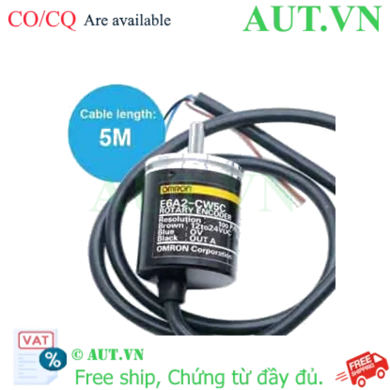 Ảnh của Encoder Omron E6A2-CW5C 100P/R - NPN Open Collector, Cáp 5m, Chính Hãng
